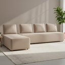 Ver imagem 1 de Sofá 4 Lugares com Chaise 296cm Rovier Veludo Bege Z32 - Mpozenato