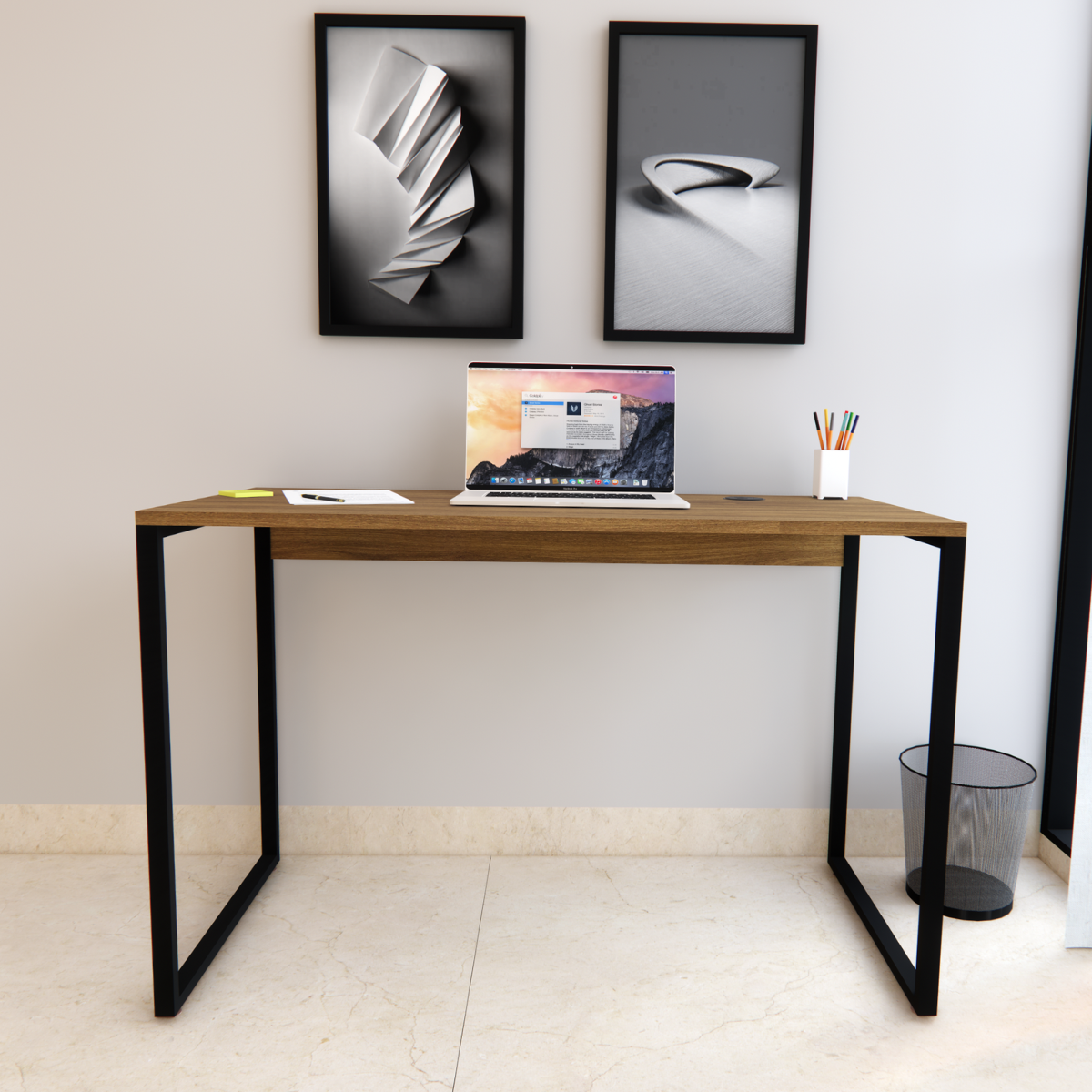 Mesa Escrivaninha Home Office Estilo Industrial 100% Mdf com Usb/tipo-c Embutido:preto Tx - 13