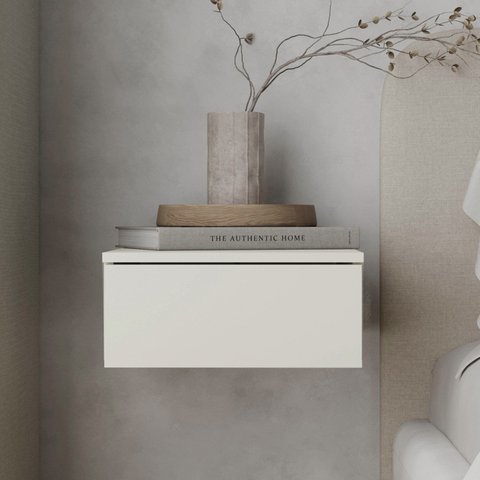 Mesa de Cabeceira Suspensa 100% MDF Orion CabeCasa MadeiraOriginals Bege