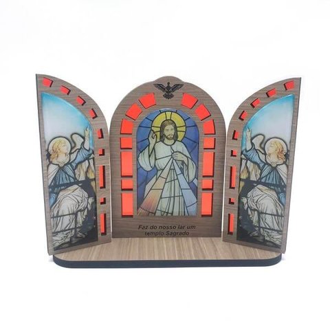 Capela Vitral Jesus Misericordioso Marfim com Porta