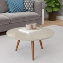 Ver imagem 3 de Mesa de Centro para Sala Madeira Redonda Pés Palito Luna Patrimar Off White