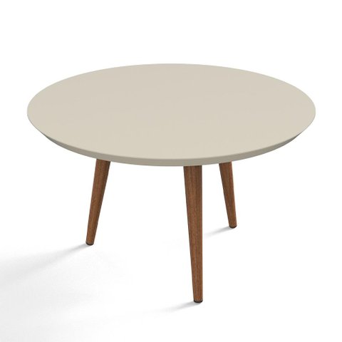 Mesa de Centro para Sala Madeira Redonda Pés Palito Luna Patrimar Off White
