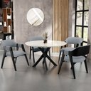Ver imagem 2 de Kit 4 Cadeiras Sala de Jantar Estar Living Estofada Suran L02 Preto Bouclê Cinza - Lyam Decor