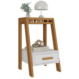 Mesa de Cabeceira Europa Pés de Madeira:branco - 5