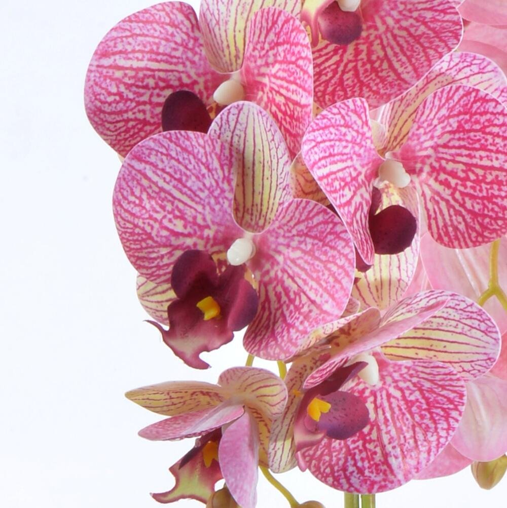 Arranjo 4 Orquídeas Artificiais Rosa em Terrário Prata Yasmin - 2