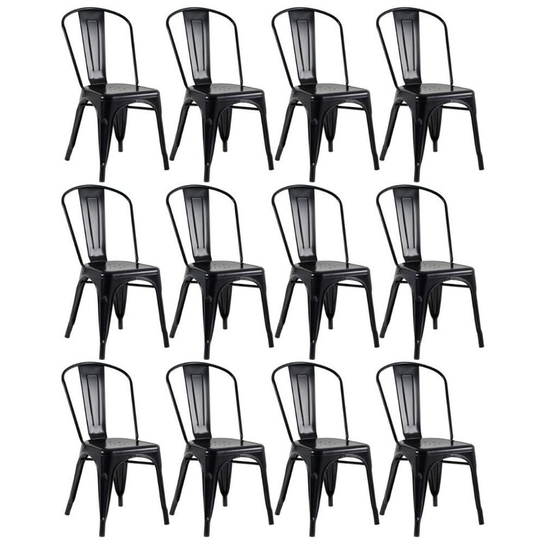 Kit 12 Cadeiras Iron Tolix - Preto