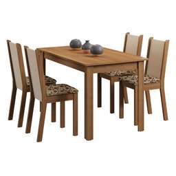 Conjunto Sala de Jantar Madesa Bea Mesa Tampo de Madeira com 4 Cadeiras - Rustic/crema/bege Marrom - 2