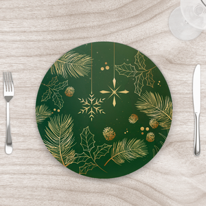 Capa para Sousplat 35cm Natal Verde/dourado - sem Base - Kit com 4