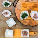 Ver imagem 2 de Petisqueira de Porcelana 3 Divisórias Com Suporte De Bamboo