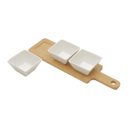 Ver imagem 3 de Petisqueira de Porcelana 3 Divisórias Com Suporte De Bamboo