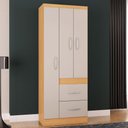 Ver imagem 1 de Guarda-Roupa Solteiro Milão 3 Portas 2 Gavetas Damasco/Off White - Poquema