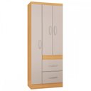 Ver imagem 2 de Guarda-Roupa Solteiro Milão 3 Portas 2 Gavetas Damasco/Off White - Poquema