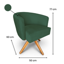 Ver imagem 2 de Poltrona Decorativa Leila em Veludo Base de Madeira MQ Decor - Verde Musgo Veludo