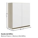 Ver imagem 3 de Armario Aereo 2 Portas MDF 80x90 cm Kali 119846 Bianco Toq Branco Nicioli