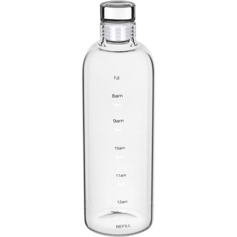 Garrafa de Vidro 750ml Transparente 24x8x8cm Água Suco Geladeira Bebidas Tampa