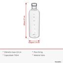Ver mais imagens de Garrafa de Vidro 750ml Transparente 24x8x8cm Água Suco Geladeira Bebidas Tampa