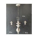Ver imagem 2 de Lustre Luminária Madeira Torneada Branca e Ferro de Teto Rústico Decoração 3 Lâmpadas