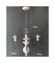 Ver imagem 2 de Lustre Luminária Madeira Torneada Branca e Ferro de Teto Rústico Decoração 3 Lâmpadas