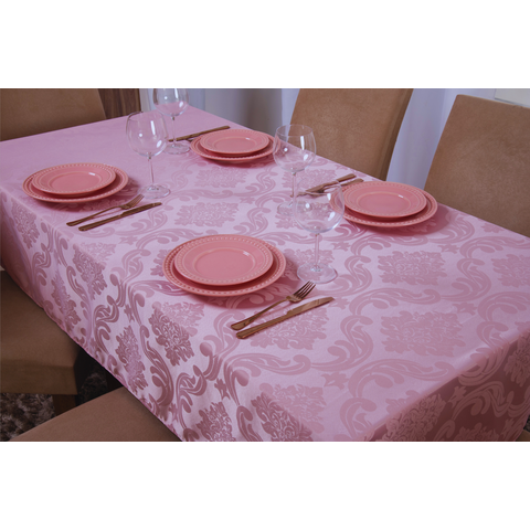 toalha de mesa quadrada 4 lugares tecido jacquard 1,35x1,50:rosa