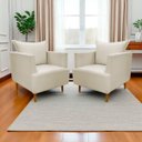 Ver imagem 1 de Kit 2 Poltronas Decorativa para Sala Recepção Escritório Consultório Reforçada Eliza Suede Bege