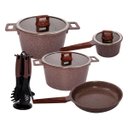 Ver imagem 1 de Jogo Panelas Indução Antiaderente Revestimento Mármore 16 Peças Marrom