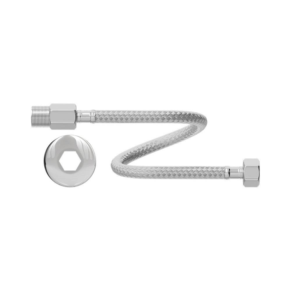 Tubo Ligação Branco + Engate Aço Inox + Anél Vedação Kit - 2