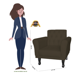 Poltrona Decorativa Estofada Para Sala de Estar Classic Corano Marrom - DL Decor - 4