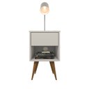 Ver imagem 1 de Mesa de Cabeceira Mdf Pés Palitos com 1 Gaveta e 1 Nicho Plancasa Off White