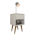 Ver imagem 5 de Mesa de Cabeceira Mdf Pés Palitos com 1 Gaveta e 1 Nicho Plancasa Off White