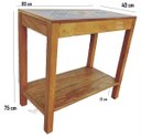 Ver imagem 2 de mesa aparador madeira de demolição rustico com prateleira ladrilho hidráulico 80x80x40 cm