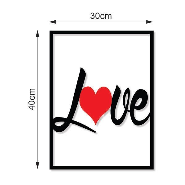 Quadro Decorativo Love Coração Vermelho Alto Brilho Premium - 6