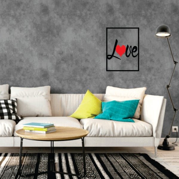 Quadro Decorativo Love Coração Vermelho Alto Brilho Premium - 2