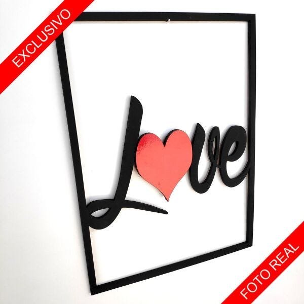 Quadro Decorativo Love Coração Vermelho Alto Brilho Premium - 4