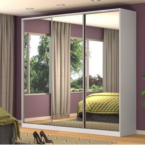 Guarda-Roupa Casal 3 Espelhos 3 Portas de Correr