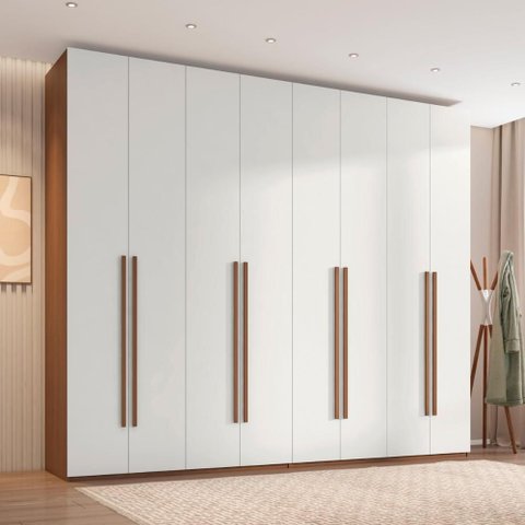 Guarda-Roupa Casal Modulado com 8 Portas e 6 Gavetas 275cm Multimóveis Crrui-GRP119 Madeirado/