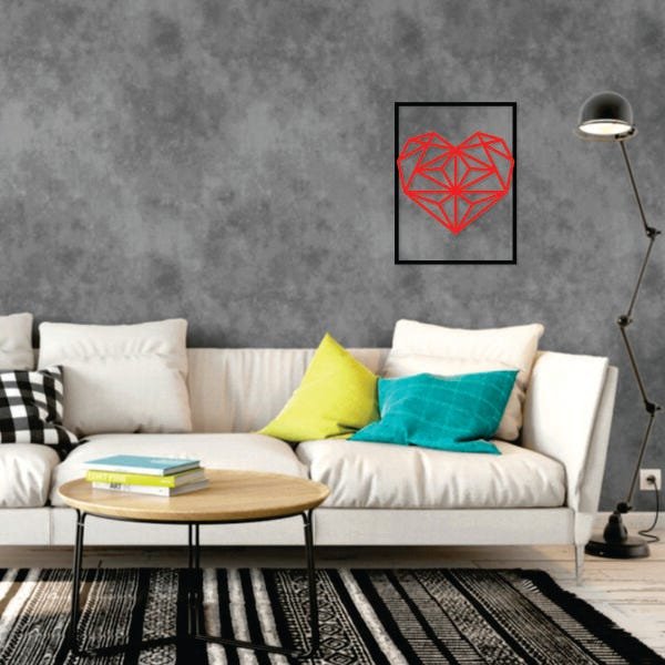 Quadro Decorativo Coração Diamante Vermelho Alto Brilho - 2