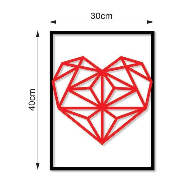 Quadro Decorativo Coração Diamante Vermelho Alto Brilho - 6