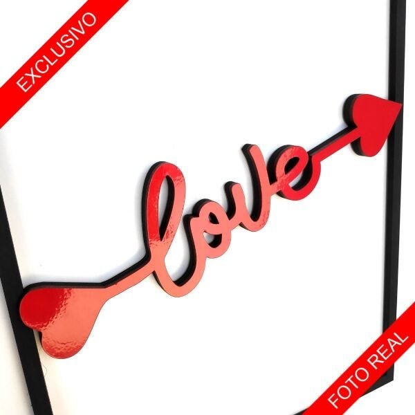 Quadro Decorativo Love Cupido Vermelho Alto Brilho Premium - 5