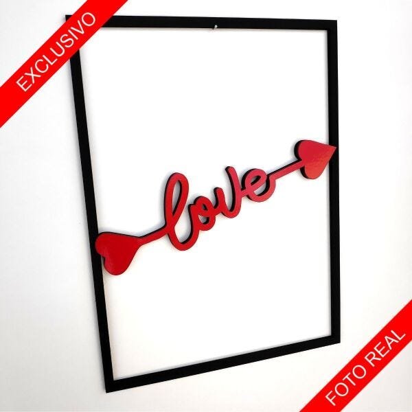 Quadro Decorativo Love Cupido Vermelho Alto Brilho Premium - 4