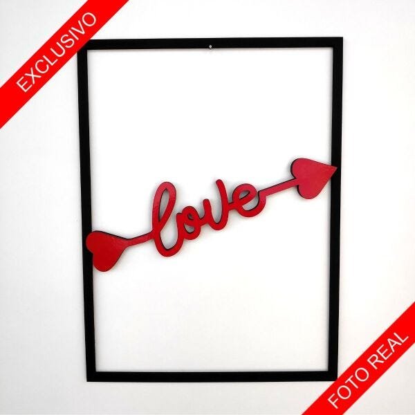 Quadro Decorativo Love Cupido Vermelho Alto Brilho Premium - 3