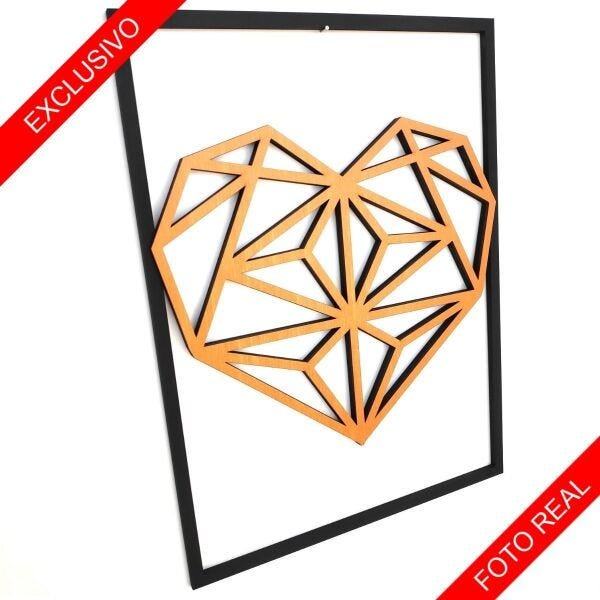 Quadro Decorativo Coração Diamante Bronze Escovado Premium - 4