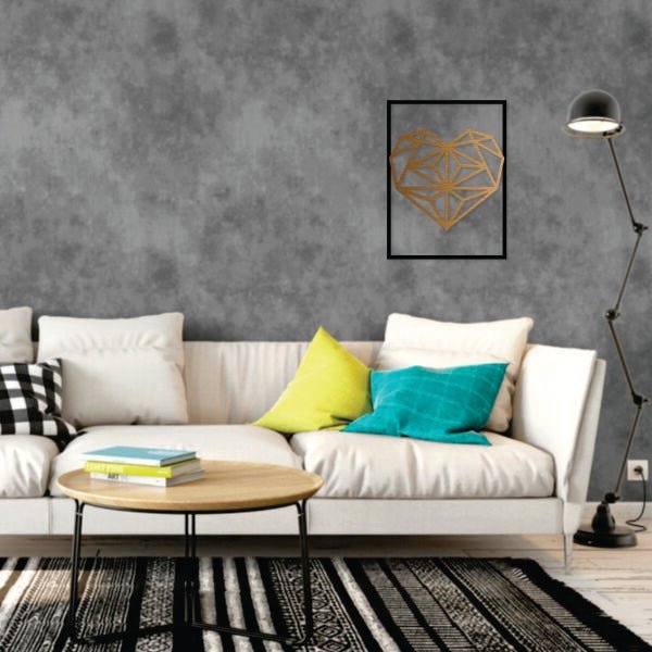 Quadro Decorativo Coração Diamante Bronze Escovado Premium - 2