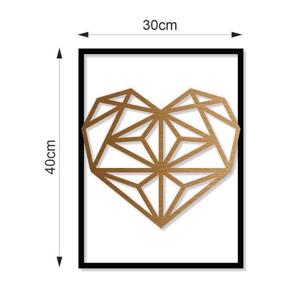 Quadro Decorativo Coração Diamante Bronze Escovado Premium - 6