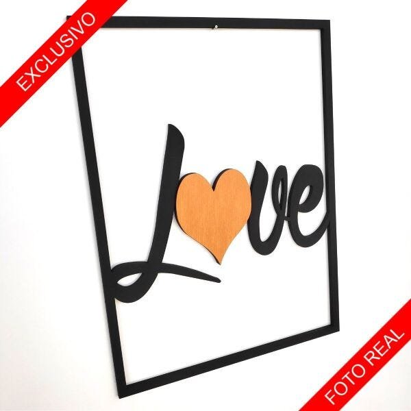 Quadro Decorativo Love Coração Bronze Escovado Premium - 4