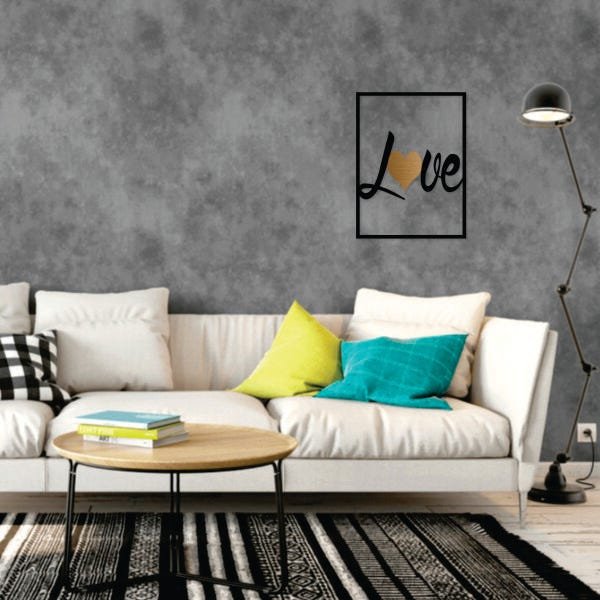 Quadro Decorativo Love Coração Bronze Escovado Premium - 2