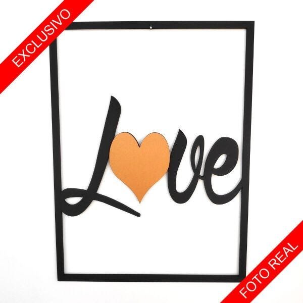 Quadro Decorativo Love Coração Bronze Escovado Premium - 3