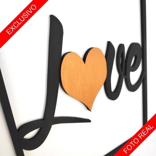 Quadro Decorativo Love Coração Bronze Escovado Premium - 5