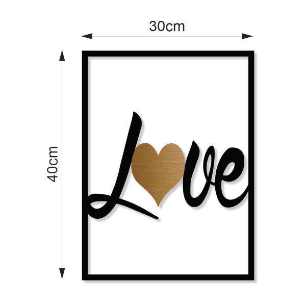 Quadro Decorativo Love Coração Bronze Escovado Premium - 6