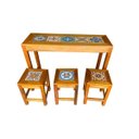 Ver imagem 2 de jogo bistro 120x40 com 3 banquetas ladrilho 32x32 decoração móveis cozinha bistro área