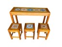 Ver imagem 2 de jogo bistro 120x40 com 3 banquetas ladrilho 32x32 decoração móveis cozinha bistro área